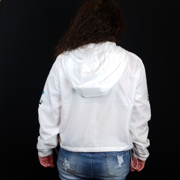 Polaroid 1/4 zip rainbow wind breaker white M220 - Picture 2 of 8